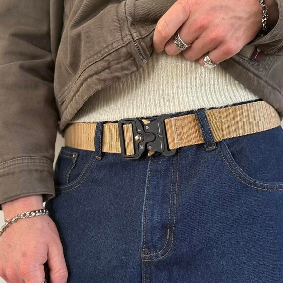 Tan and Cream Tactical Nylon Belt – Utility Military Style, Unisex, New - Picture 7 of 7